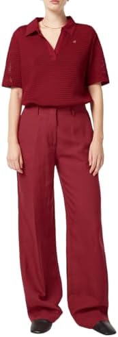 Scotch & Soda Damen Edie High Rise Tailored Wide-Leg Casual Pants, Roadside Red, 28W / 32L EU