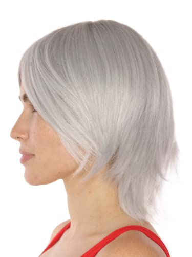 Prettyland Donna grigio argento Parrucca Media