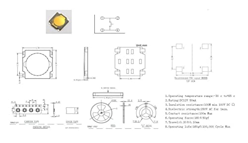 Tact push button micro switch SMD 4.5x4.5x0.55mm pour réparation électronique tactile Lot de 100 - 2