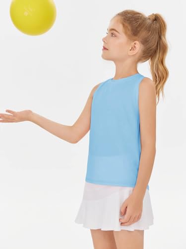 Image of Haloumoning Girls Tank Tops Kids Sleeveless Athletic Lightweight Cute Summer Top Dancewear 5-14 Years