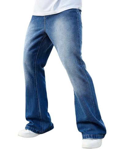 SOLY HUX Men's Bell Bottom Jeans Vintage Flared Denim Pants 70s Outfits Streetwear