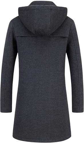 Chrisuno Men's Long Classic Pea Coat Notched Collar Single Breasted Winter Overcoat Slim Fit Trench Coats2