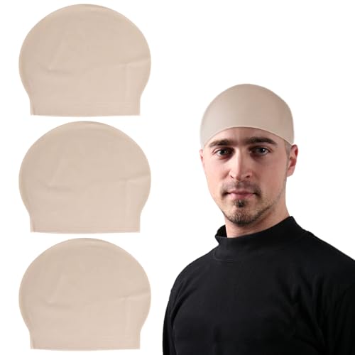 UILYNIU 3 Pcs Adult Latex Bald Cap Fancy Dress Bald Hat Wig Cap Wig Accessory Halloween Head Cap Fake Scalp for Cosplay Party