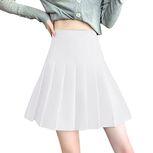 MGizo DtiSpectrum Falda Plisada De Cintura Alta para Mujer Mini Falda Corta para Niñas Faldas De Uniforme Escolar De Tenis Patinador De Color Sólido con Forro Suave