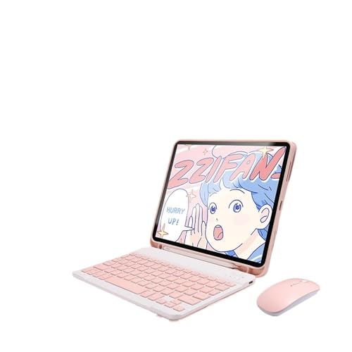 Luopan Detachable Keyboard with Pen Slot, Magnetic Leather Protective Case Suitable for iPad Air 13-inch 2024(Pink+keyboard+mous