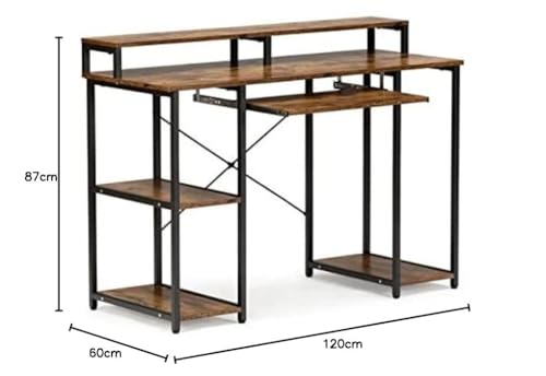 Image of Un-Desk Nova Computer Table for Home Office and Study Table with 3 Shelf Workstation Desk for Desktop Pc Laptop and Gaming with Keyboard Tray Reversible Shelf Left and Right 120 CM Forest Dark