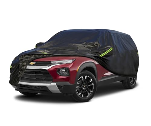 Image of KouKou Waterproof SUV Car Cover Suitable for Chevy Trailblazer from 2020 to 2025, 7 Layers Windproof All Weather Waterproof Outdoor Cover Sun Rain UV Dust Snow Protection. Black