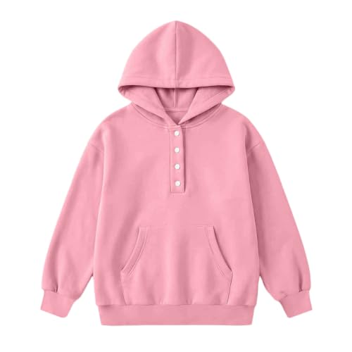 fartey Cute Tops for Girls Casual Pullover Soft Sweatshirt with Pocket Pink | Oversized Drop Shoulder Long Sleeve Soft Comfy Top with Pockets forSchool Lounge Outdoor Daily Wear Fall Winter - image 7
