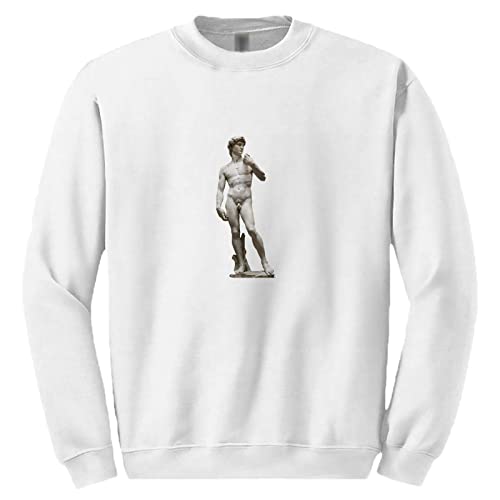 Sweatshirt homme blanc ample motif David Michel-Ange résistant du S au 5XL