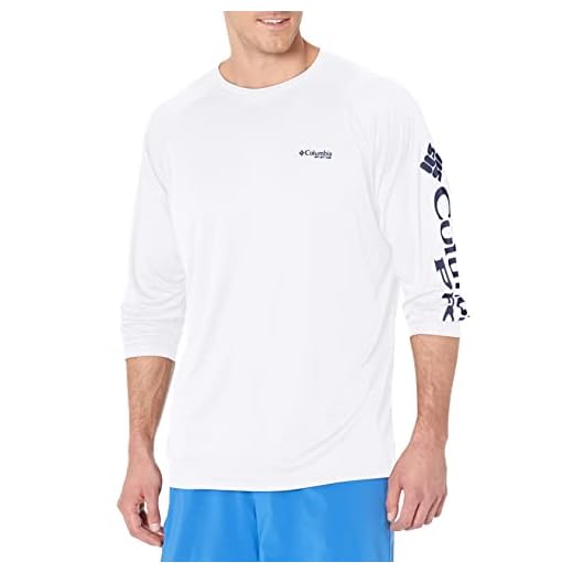Columbia Men's Terminal Tackle Long Sleeve Shirt, White/Nightshade Logo, X-Large