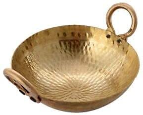 Desi Haat Indian Traditional Brass Regular Karahi Kadai Cooking Woks Kitchen Cooking Utensil Capacity 5 Liters #TOP2