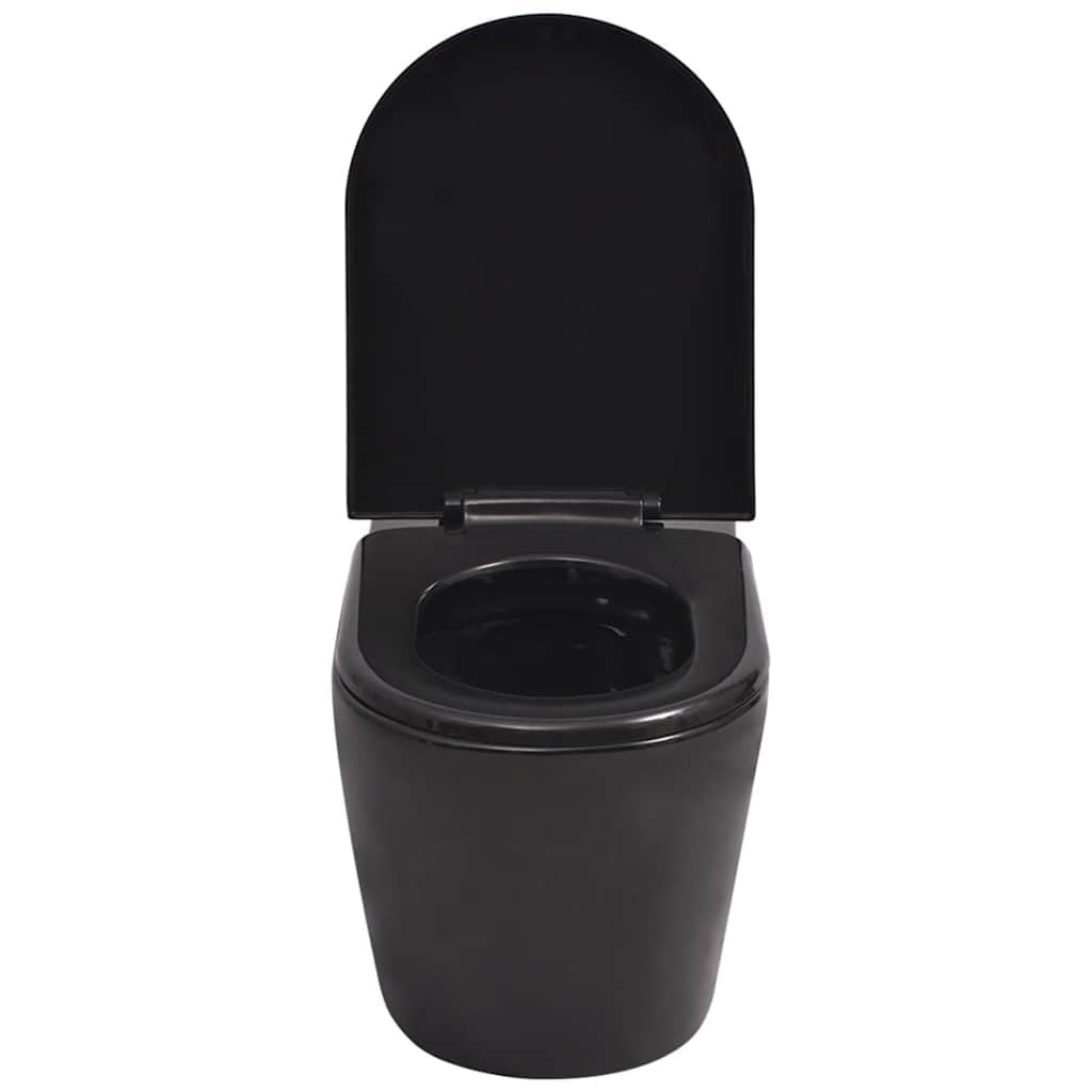 Inodoro de pared con cisterna empotrada, inodoro colgante de cerámica negra, asiento de cierre suave, función de ahorro de agua, diseño moderno