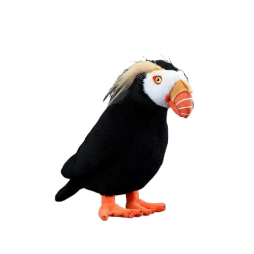 Wyvix Peluche Realista de frailecillo copetudo: Ave 33 cm con Plumas Doradas y Patas Naranjas