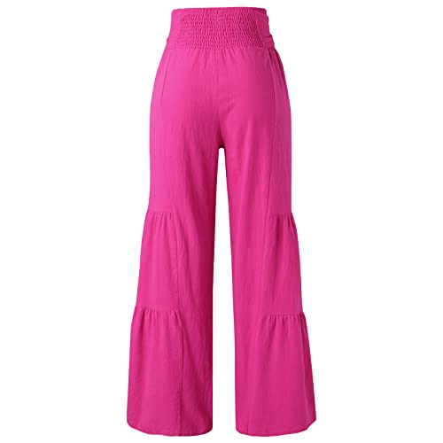 Pantalon palazzo grande taille léger imprimé fleurs d'été - 6