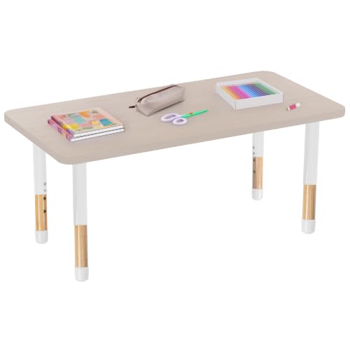 Image of Factory Direct Partners 24 inch x 48 inch Rectangle Kids Classroom Table with Adjustable Chunky Wood Legs
