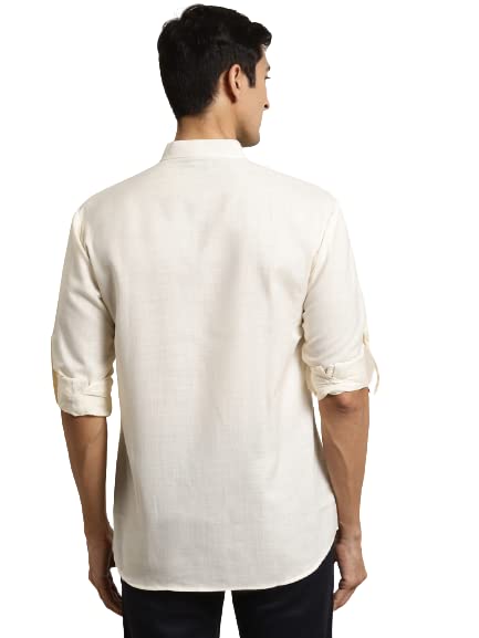 Sojanya (Since 1958, Men's Cotton Cream Solid Short Kurta