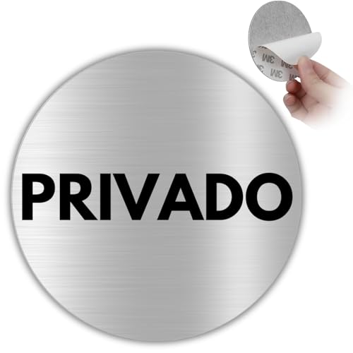 LEIASA | Señal Adhesiva Privado - Diámetro Ø 100 mm - Grosor 0.8 mm - Aluminio - Rótulo de Zona Privada - Signo Espacio Privado - Cartel Adhesivo 3M Área Restringida - Señal Privado
