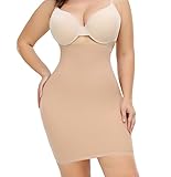 JOYSHAPER High Waist Half Slips for Women Under Dresses Shapewear Tummy Control Slip Dress Seamless Body shaper Slimming Skirt Beige-with Hook & Eye M