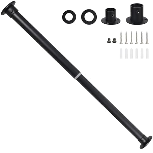 Wardlock 68cm-120cm Black Extendable Stainless Steel Wardrobe Rail, Adjustable Clothes Rail Pole With End Sockets.