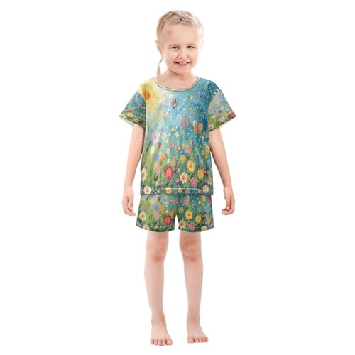 senya Short Sleeve Pajamas Sets Summer Cotton Sleepwear Sunshine and Butterflies3