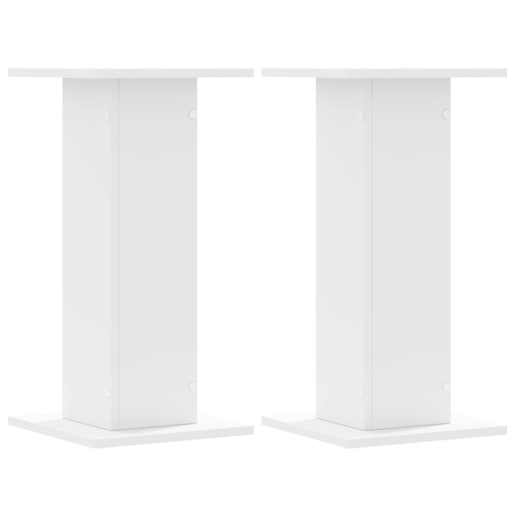 2 supporti per altoparlanti, in legno, bianco, 30 x 30 x 60 cm, design cavo da riempire con sabbia per ridurre le vibrazioni e migliorare la qualità del suono