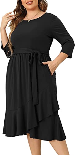 Image of TASHVIKA'S Women's Plus Size Flowy Wrap Ruffle Maxi Dress