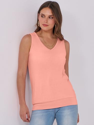 Image of ANRABESS Women Tank Tops Summer V Neck Sleeveless Casual Loose Fit Cute Cami Basic T Shirts Solid Tees 2026 Trendy Outfits