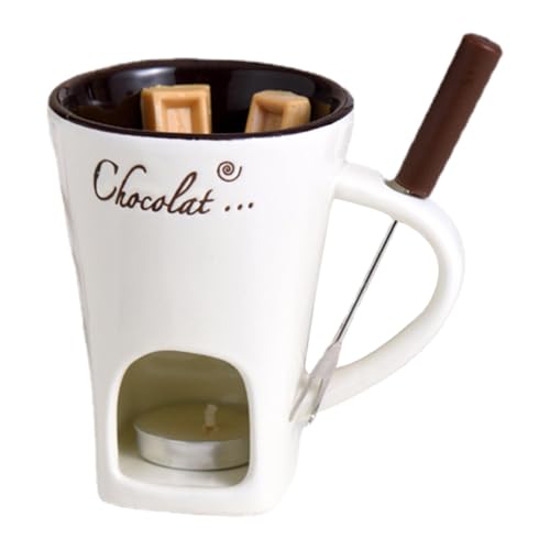 Set calentador de mantequilla | Calentador de mantequilla personal de cerámica de 130 ml | Calentador multiusos con tenedor para fondue, taza caliente creativa para picnic