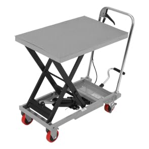 Image of 500 Lbs Hydraulic Lift Table Cart, 28.5" Lifting Height, Manual Single Scissor Lift Table with 4 Wheels and Non-Slip Pad, Hydraulic Scissor Cart for Material Handling