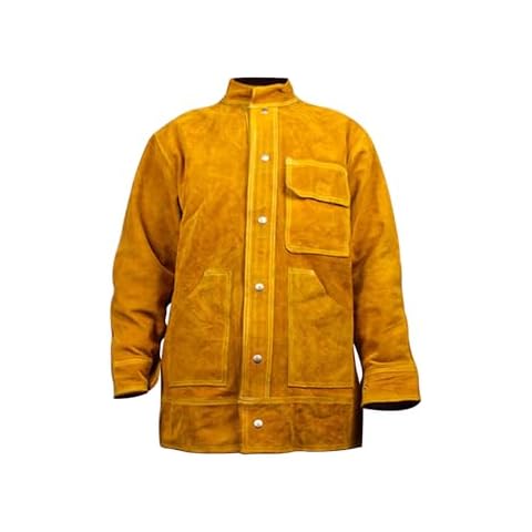 awagas Leather Welding Jacket, Leather Welding Clothes, Welding Jacket Cowhide Leather, Split Cowhide Leather Welder Jackets, Resistant Heavy Duty Leather Work Safety Jackets for Men & Women-XXL Cover