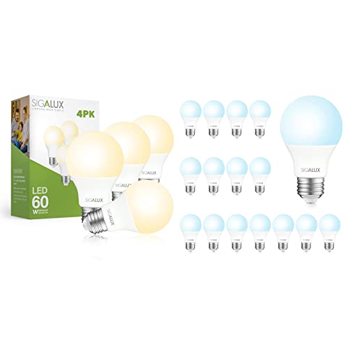Sigalux A19 Led Light Bulbs Standard Light Bulbs 2700K Nd 4Pack A19 Standard Light Bulbs 5000K Nd 4Pack 16 4Pack #TOP27