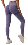  GRECERELLE Pantalon de yoga taille haute extensible pour femme, pantalon de travail décontracté, travail et sport, violet, S