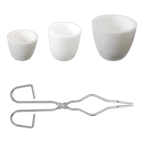 SKYPRO 4Pcs Welding Melting Casting Kit, Crucible Tong, 5ml 10ml 20ml Alumina Crucible for Metal,gold-silver and Copper Melting Kit Tool