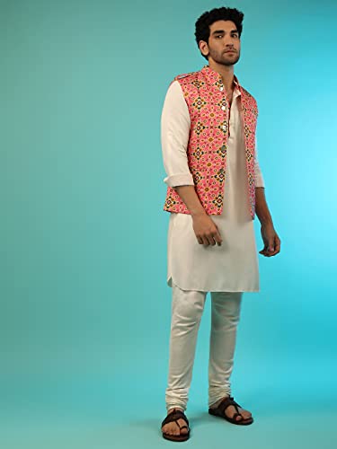 Elina fashion Men's Indian Rayon Kurta Pajama And Nehru Jacket (Waistcoat) || Ethnic Wedding Diwali Puja Set2