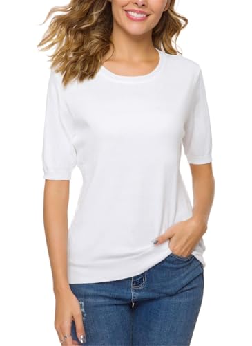 Joe Wenko Women's Pullover Sweaters Soft Tops，Short Sleeves Sweaters.4