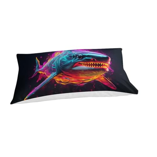 Housse de couette 2 pièces requin 135x200 parure de lit moderne taies d'oreiller single - 3