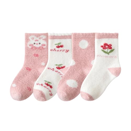 Toddler Girl Wool Home Sleeping Socks Seamless Thick Soft Warm Socks 4 Pairs Winter