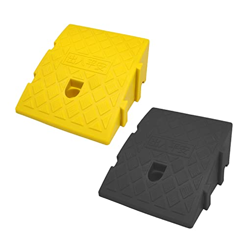 Yyds Curb Ramps,Plastic Lightweight Curb Ramp -2Pcs,Protable Threshold Ramps,19.5" L X 10.5" W Driveway Ramps With Slots For Lawn Mowers, Wheelchairs, Bikes, Motorcycles，Black＆Yellow (High 5”) #TOP8
