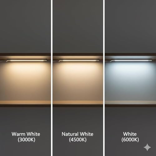 Image of JACKAL LED Under Cabinet Light for Kitchen, Plug-in Cabinet Light for Wardrobe, Showcase, Cupboard, Shelf - Slim Design, Energy Efficient - 1 Year Warranty (White, 3F)