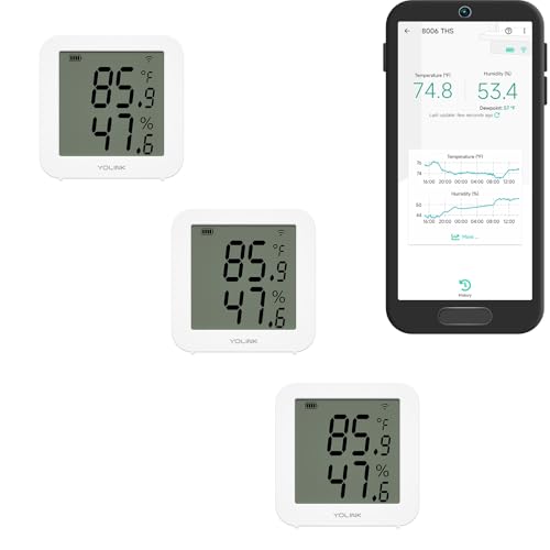 YoLink Indoor Thermometer Hygrometer Data Logger, 3-Pack, YS8013