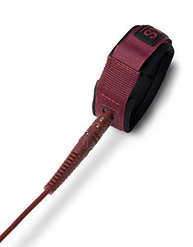 SYMPL Premium Surf Leash - Tonal Series Matte Cords - (Size 6ft. - 9ft.) - [Maroon] (6, Pro) - Thumbnail 3