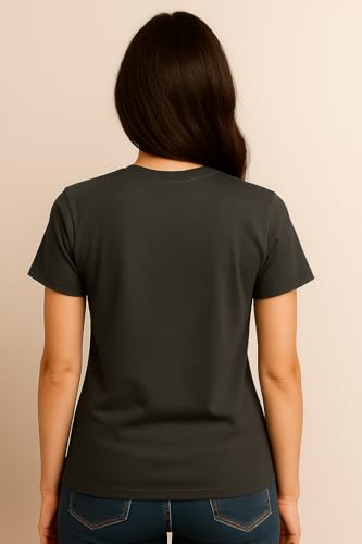 Image of Women's Solid Round Neck Half Sleeves Polyester T-Shirts, Moisture Wicking t-Shirt (Pack of 1)