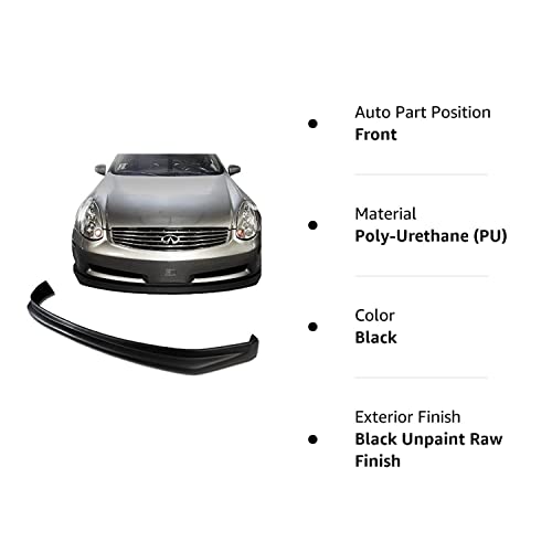 [Gt-Speed] Compatible/Replacement For N1 Style Pu Front Bumper Lip, 2003-2005 Infiniti G35 2-Door/Coupe Only (Not Compatible With 4-Door & Sport Bumper) #TOP4
