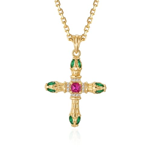Fettero Cross Necklace for Women Trendy - Dainty 14K Gold Plated Minimalist Cross Pendant Faith Necklace Non Tarnish Delicate Lords Prayer Religious Jewelry Gift