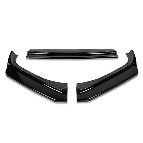 DNA Motoring 2-PU-508-PBK 3Pc Glossy Black ABS Front Bumper Lip With Vertical Stabilizer Replacement For 17-20 BRZ