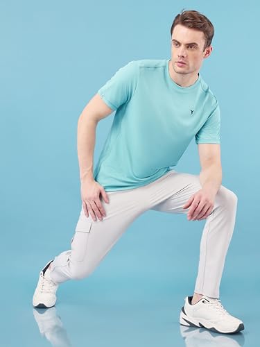 Image of TECHNOSPORT Men's Slim Fit Polyester Activewear Sports T-Shirt with Moisture-Wicking Comfort for Workout, Running & Gym