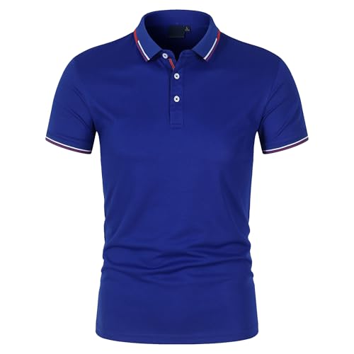 Men Quarter Button Lapel Henry Shirts Casual Polo Shirt for Party Working Summer Comfy Exercise Pullover Tops (Blue,Small)