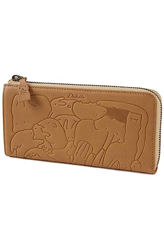 Portefeuille long femme cuir véritable beige pour ranger toutes vos cartes