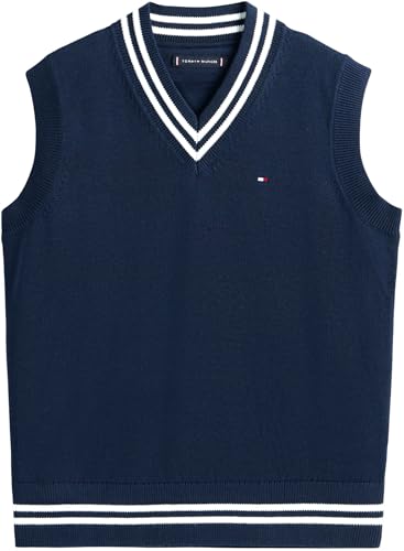Tommy Hilfiger Chandail sans Manche Garçon : Style Varsity Rétro Chic