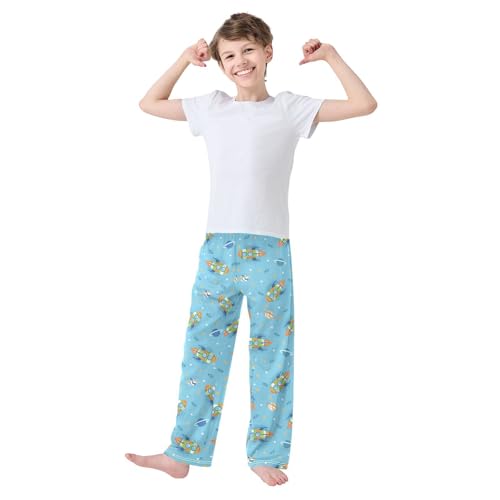 ZZXXB Rocket Flying Boys Long Pants Soft Trousers Elastic Waist Kids Lounge Bottoms with Pockets S-XL2